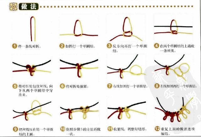 新手入门细绳手链编法（史上最全的手绳手链基本编法）(36)